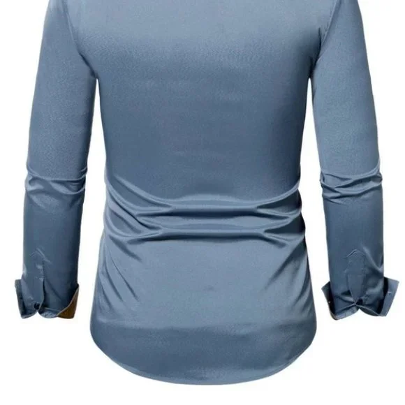 Grey Mens Button Up Tee Shirt - Picture 4 of 7